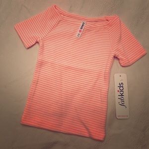 FAB KIDS Striped Short Sleeve Ribbed Top 2T New